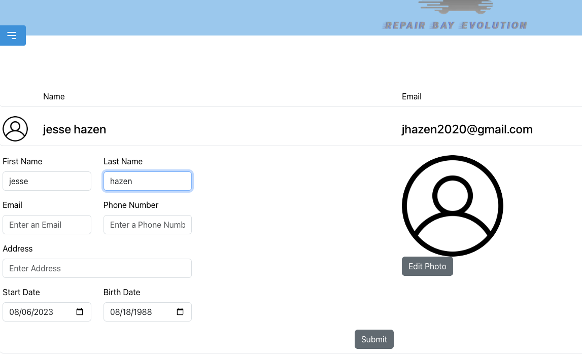 Edit Employee Screen